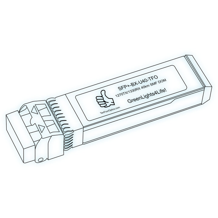 10G SFP+ BX optical transceiver line drawing — TenFourOptics