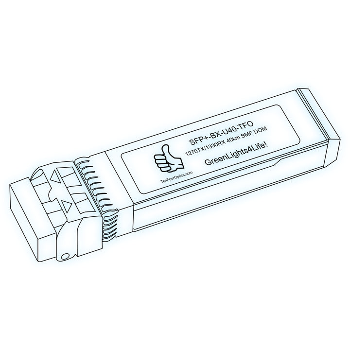10G SFP+ BX optical transceiver line drawing — TenFourOptics