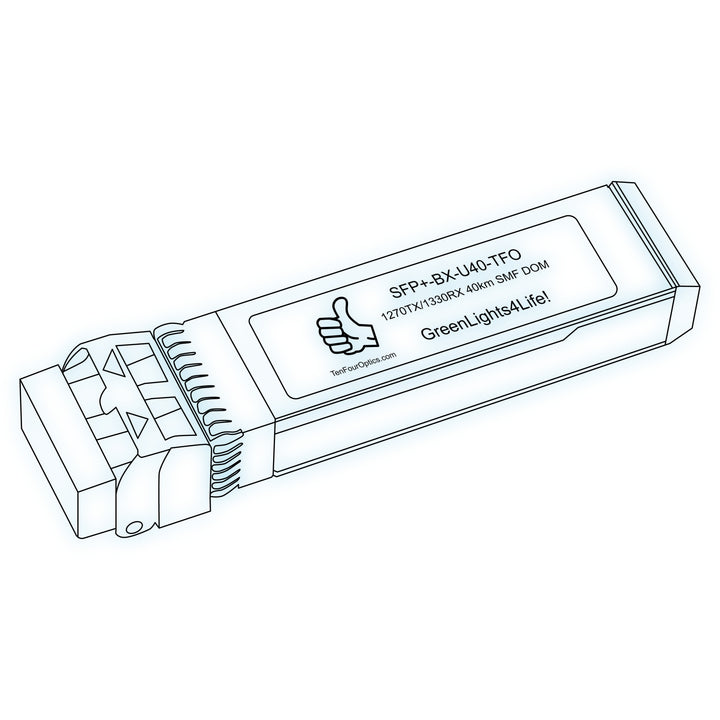 10G SFP+ BX optical transceiver line drawing — TenFourOptics