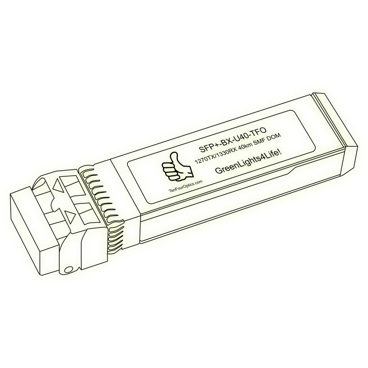 10G SFP+ BX optical transceiver line drawing — TenFourOptics