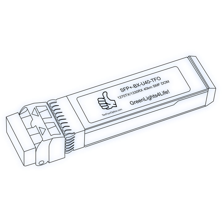 10G SFP+ BX optical transceiver line drawing — TenFourOptics