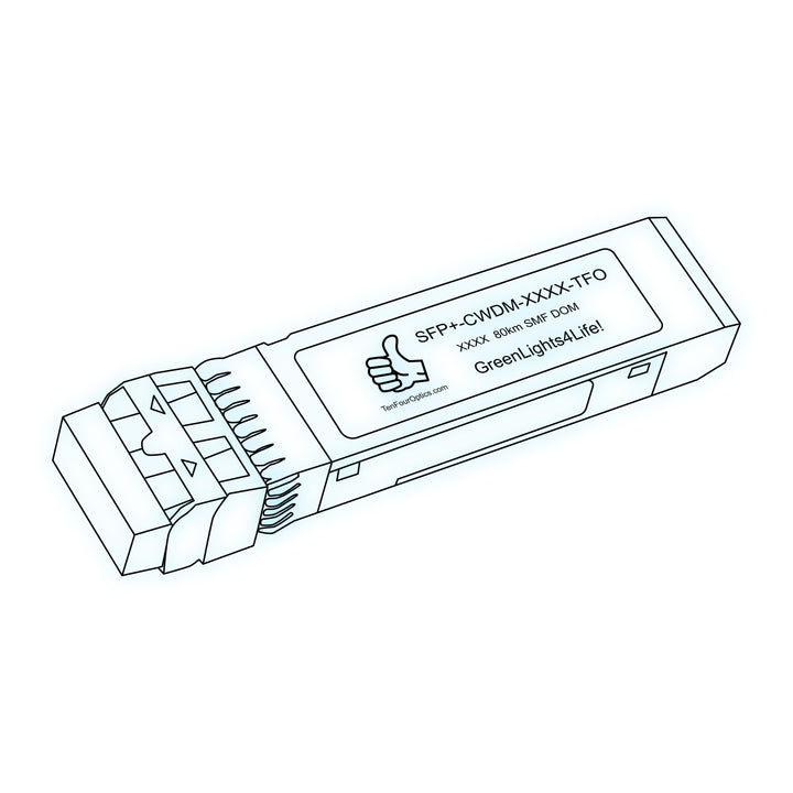 10G SFP+ CWDM optical transceiver line drawing — TenFourOptics