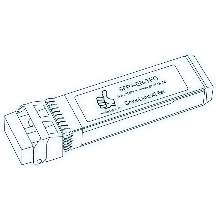 10G SFP+ ER optical transceiver line drawing — TenFourOptics
