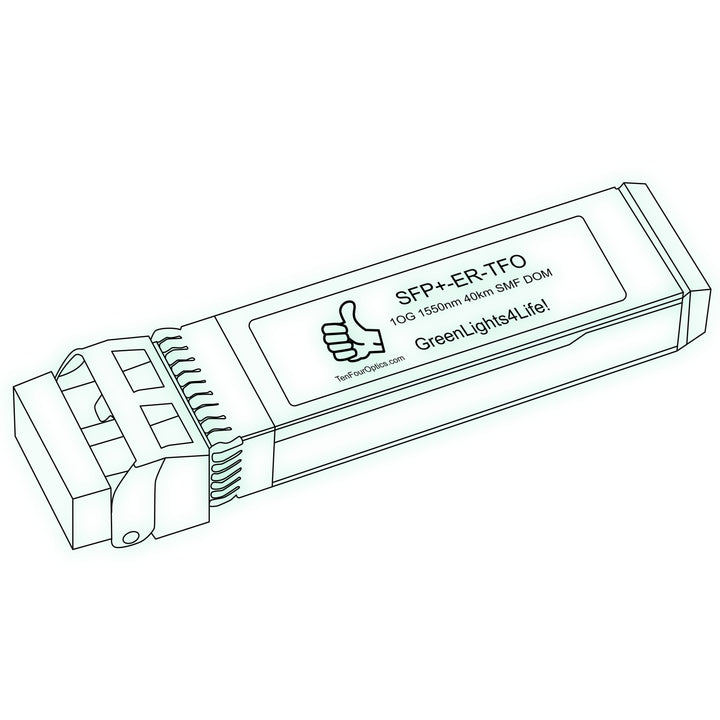 10G SFP+ ER optical transceiver line drawing — TenFourOptics