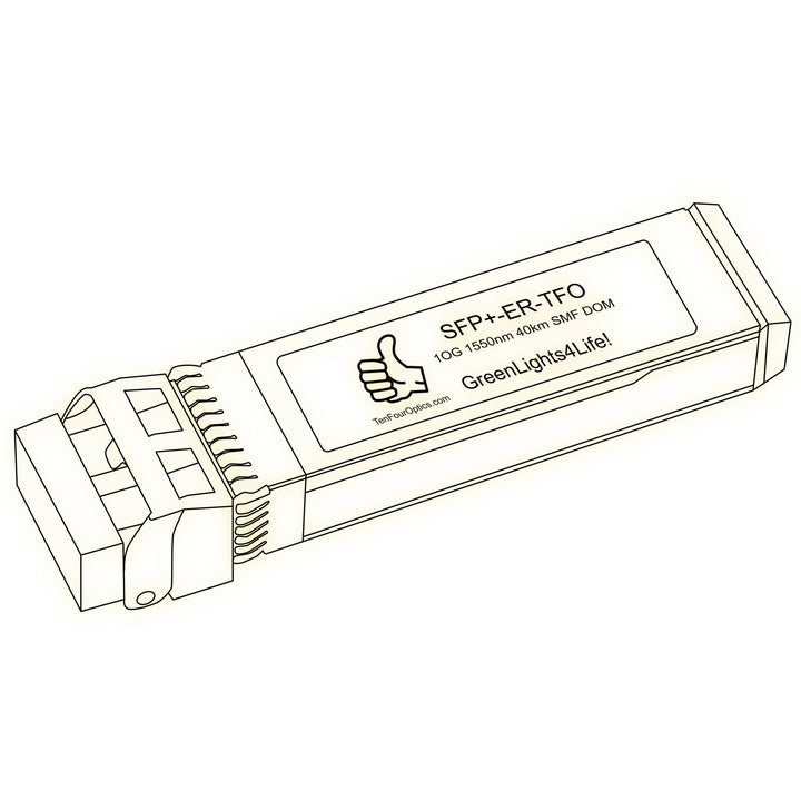 10G SFP+ ER optical transceiver line drawing — TenFourOptics
