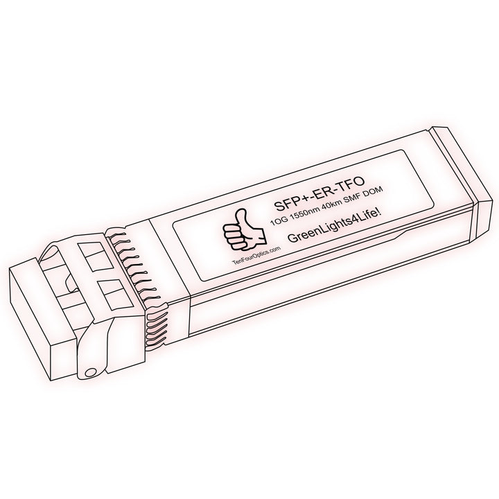 10G SFP+ ER optical transceiver line drawing — TenFourOptics