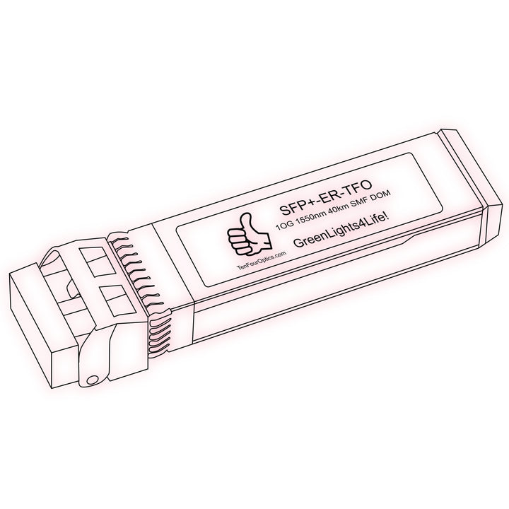 10G SFP+ ER optical transceiver line drawing — TenFourOptics