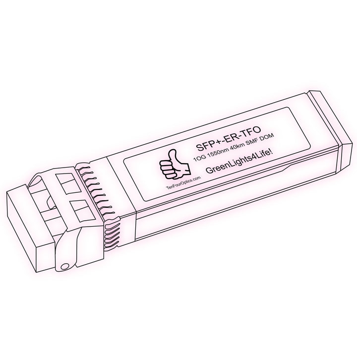 10G SFP+ ER optical transceiver line drawing — TenFourOptics