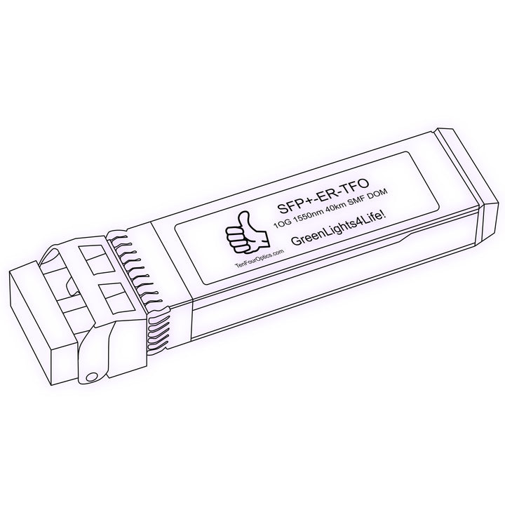 10G SFP+ ER optical transceiver line drawing — TenFourOptics