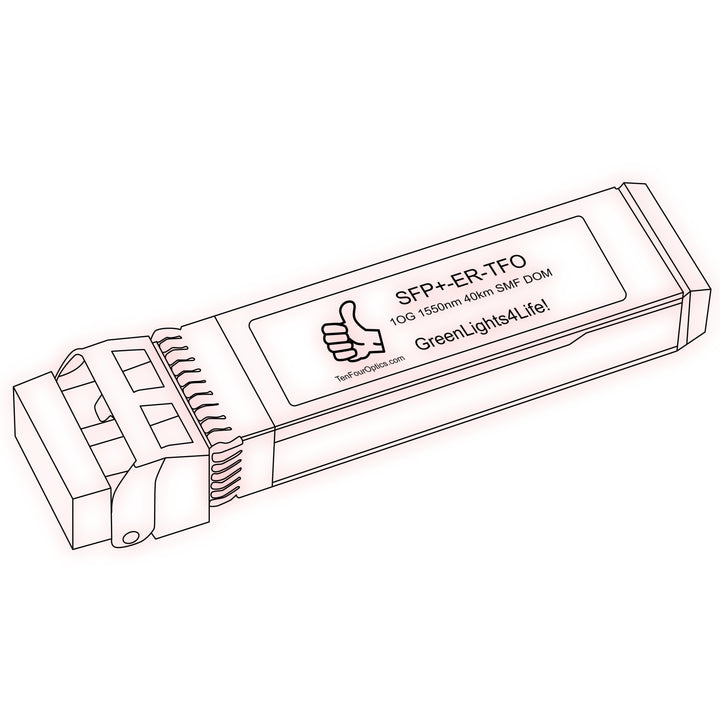 10G SFP+ ER optical transceiver line drawing — TenFourOptics