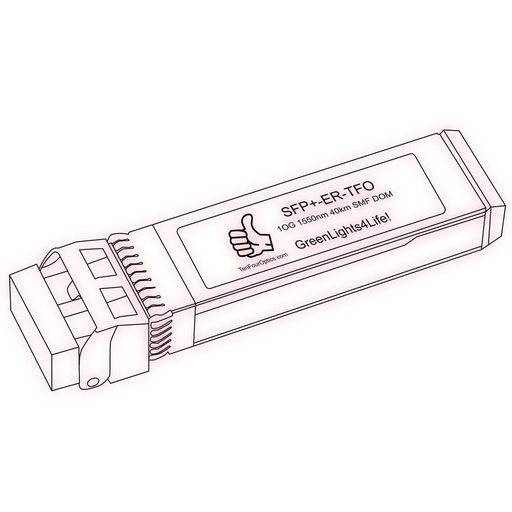10G SFP+ ER optical transceiver line drawing — TenFourOptics