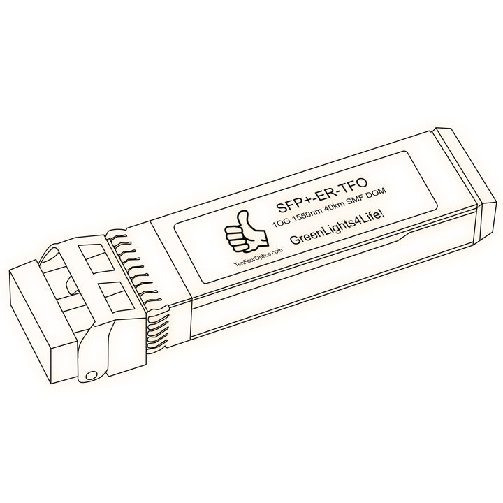10G SFP+ ER optical transceiver line drawing — TenFourOptics