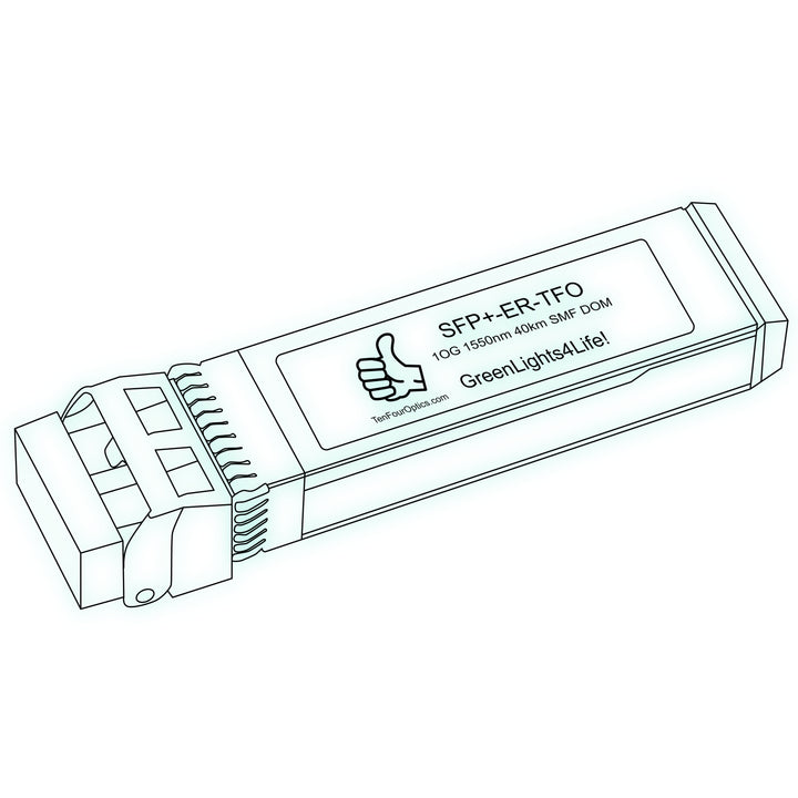 10G SFP+ ER optical transceiver line drawing — TenFourOptics