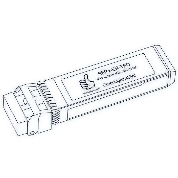 10G SFP+ ER optical transceiver line drawing — TenFourOptics