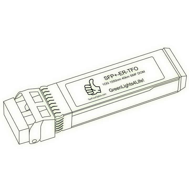 10G SFP+ ER optical transceiver line drawing — TenFourOptics