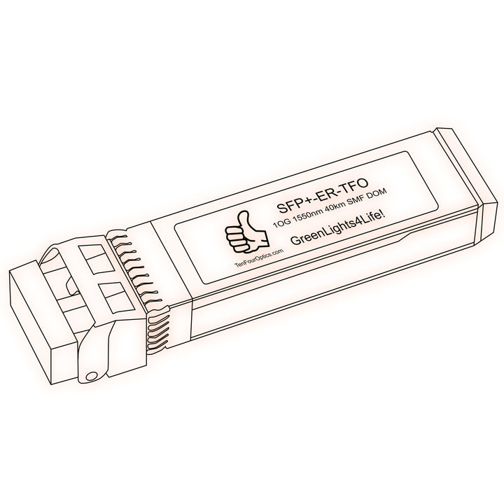10G SFP+ ER optical transceiver line drawing — TenFourOptics
