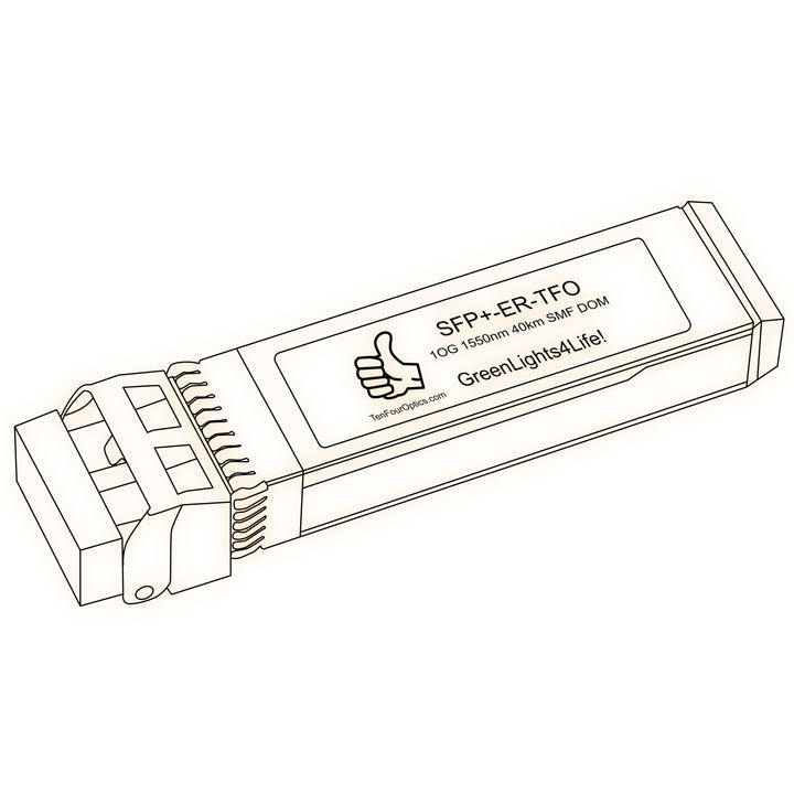 10G SFP+ ER optical transceiver line drawing — TenFourOptics
