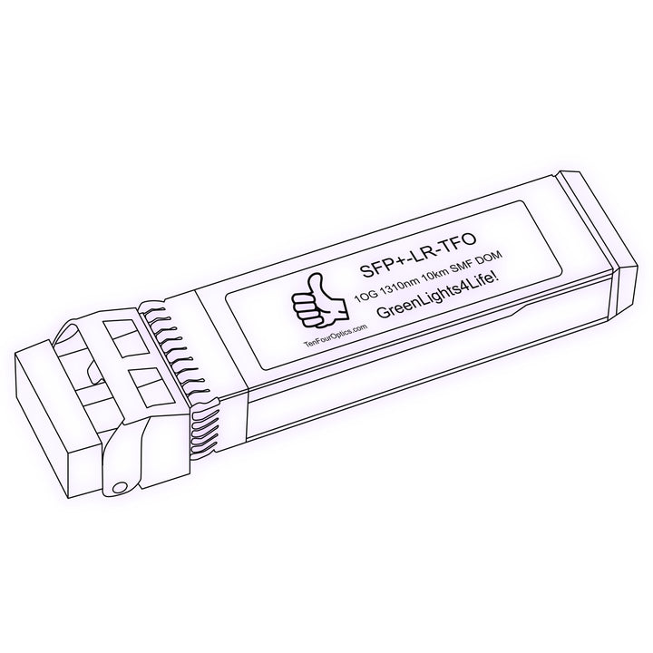 10G SFP+ LR optical transceiver line drawing — TenFourOptics