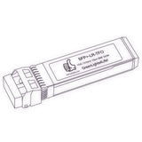 10G SFP+ LR optical transceiver line drawing — TenFourOptics