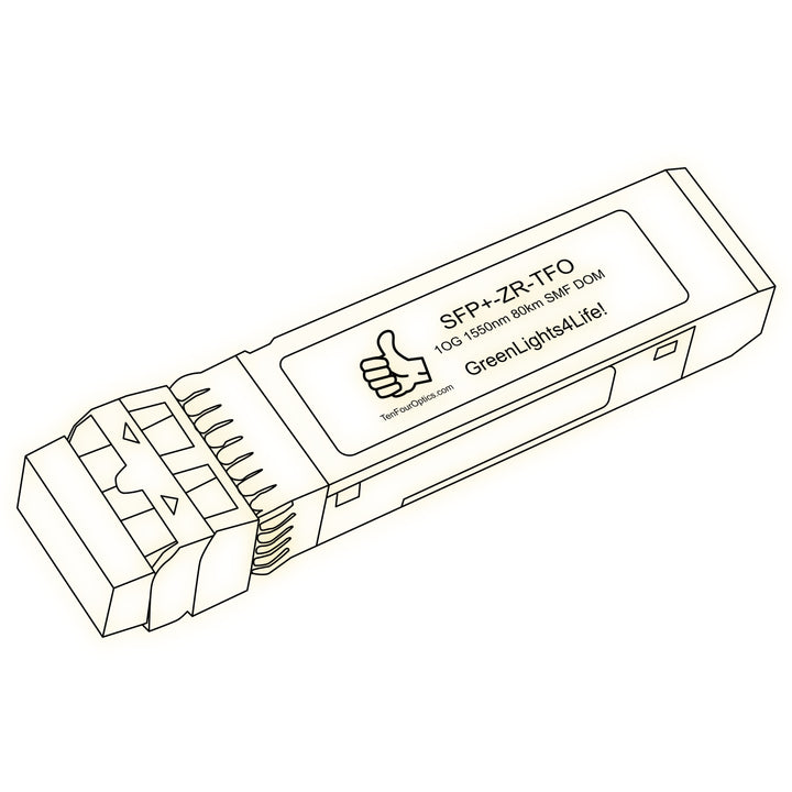 10G SFP+ ZR optical transceiver line drawing — TenFourOptics