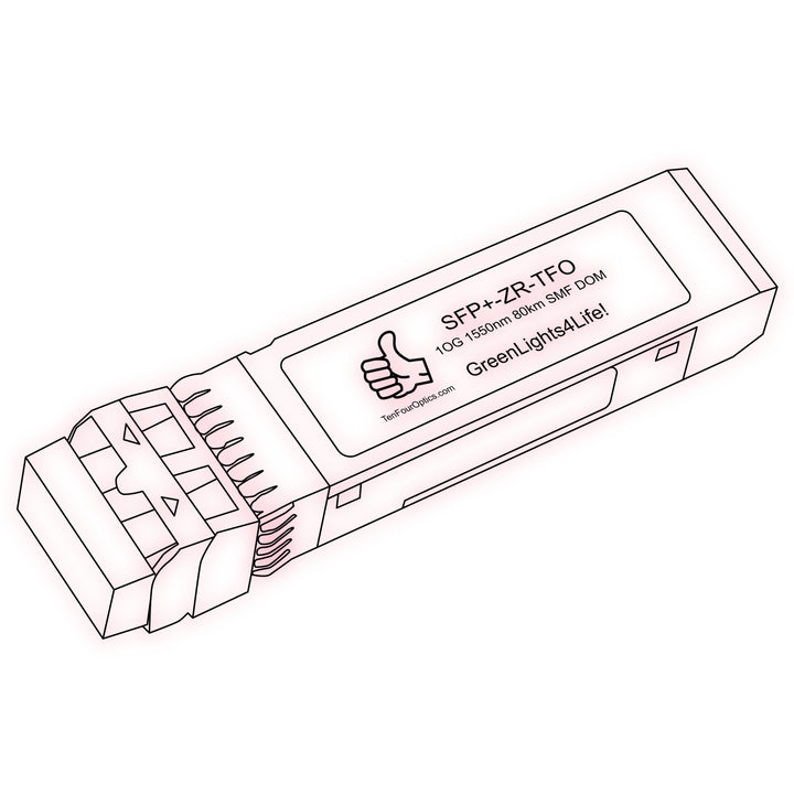 10G SFP+ ZR optical transceiver line drawing — TenFourOptics