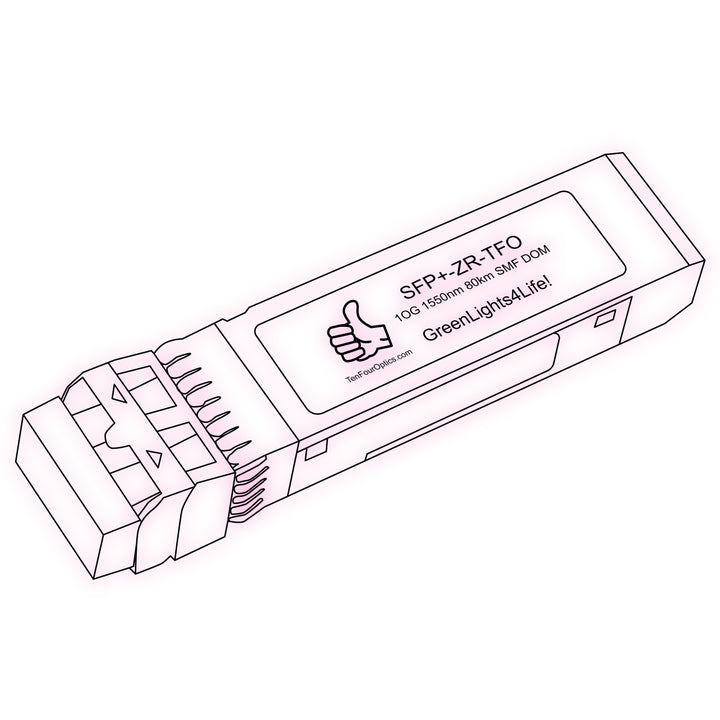 10G SFP+ ZR optical transceiver line drawing — TenFourOptics