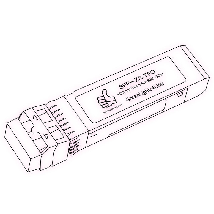 10G SFP+ ZR optical transceiver line drawing — TenFourOptics
