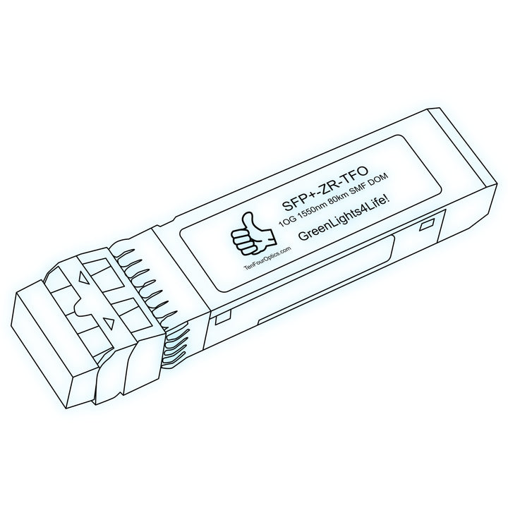 10G SFP+ ZR optical transceiver line drawing — TenFourOptics