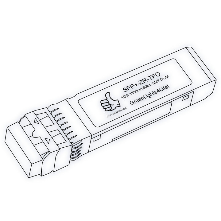 10G SFP+ ZR optical transceiver line drawing — TenFourOptics