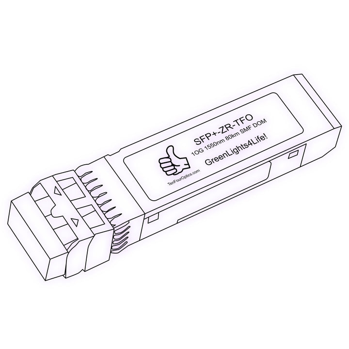 10G SFP+ ZR optical transceiver line drawing — TenFourOptics