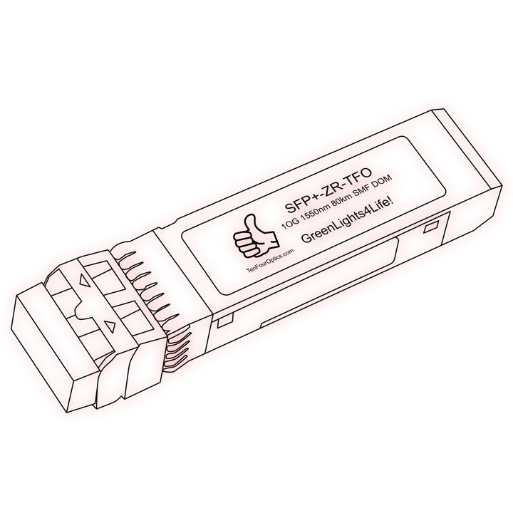 10G SFP+ ZR optical transceiver line drawing — TenFourOptics