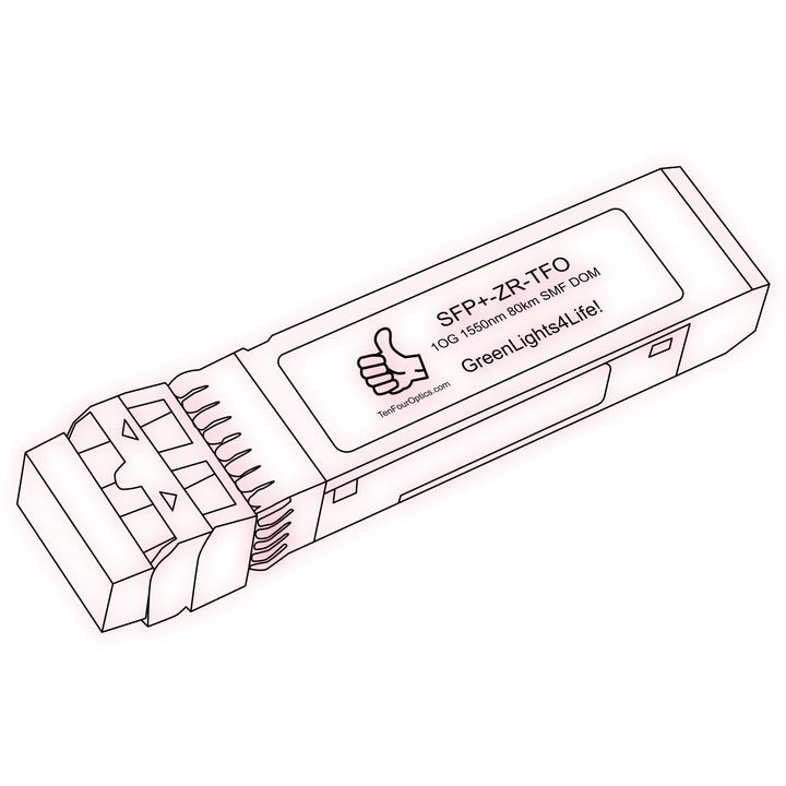 10G SFP+ ZR optical transceiver line drawing — TenFourOptics