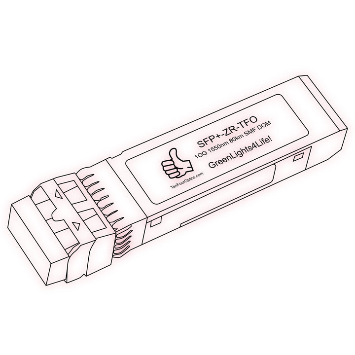 10G SFP+ ZR optical transceiver line drawing — TenFourOptics