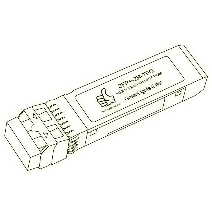 10G SFP+ ZR optical transceiver line drawing — TenFourOptics