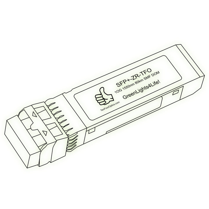 10G SFP+ ZR optical transceiver line drawing — TenFourOptics