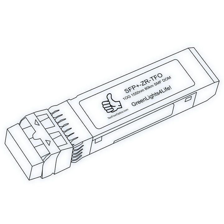 10G SFP+ ZR optical transceiver line drawing — TenFourOptics