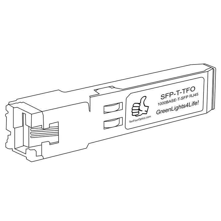 1G SFP T optical transceiver line drawing — TenFourOptics