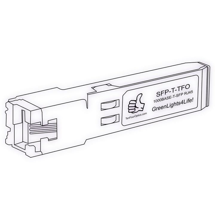 1G SFP T optical transceiver line drawing — TenFourOptics