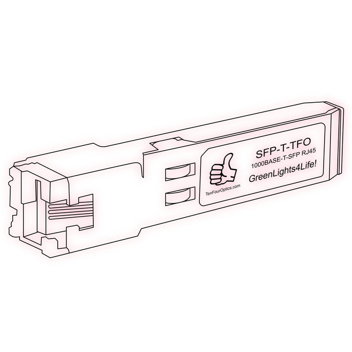 1G SFP T optical transceiver line drawing — TenFourOptics
