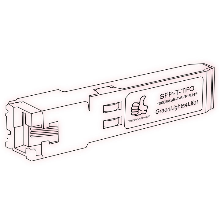 1G SFP T optical transceiver line drawing — TenFourOptics