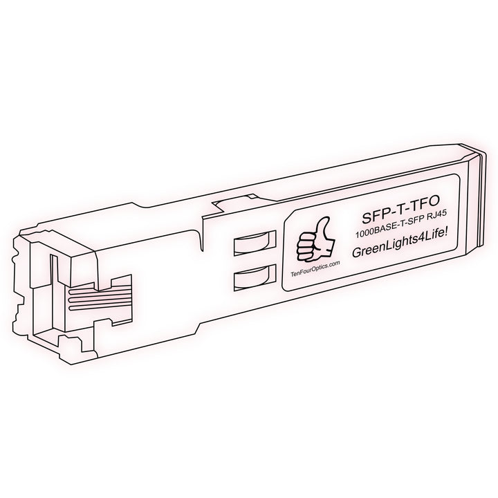 1G SFP T optical transceiver line drawing — TenFourOptics