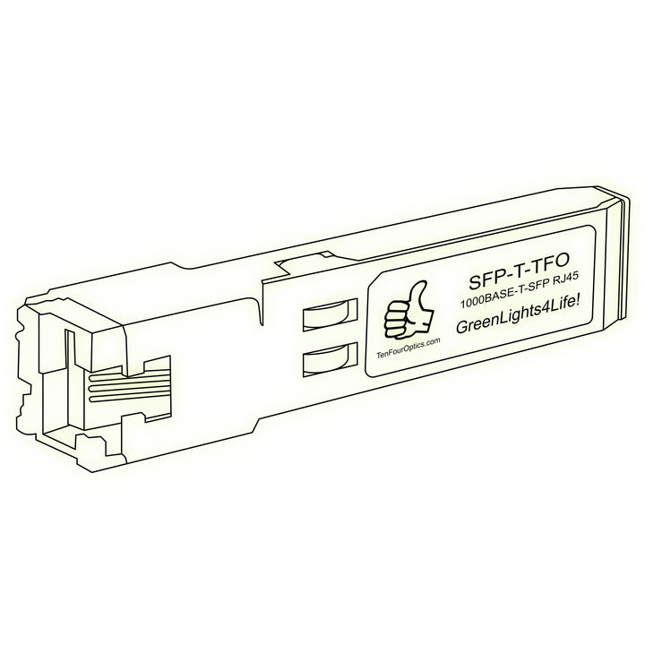 1G SFP T optical transceiver line drawing — TenFourOptics