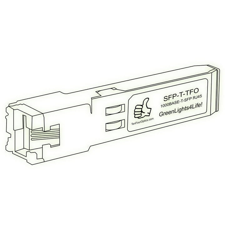 1G SFP T optical transceiver line drawing — TenFourOptics