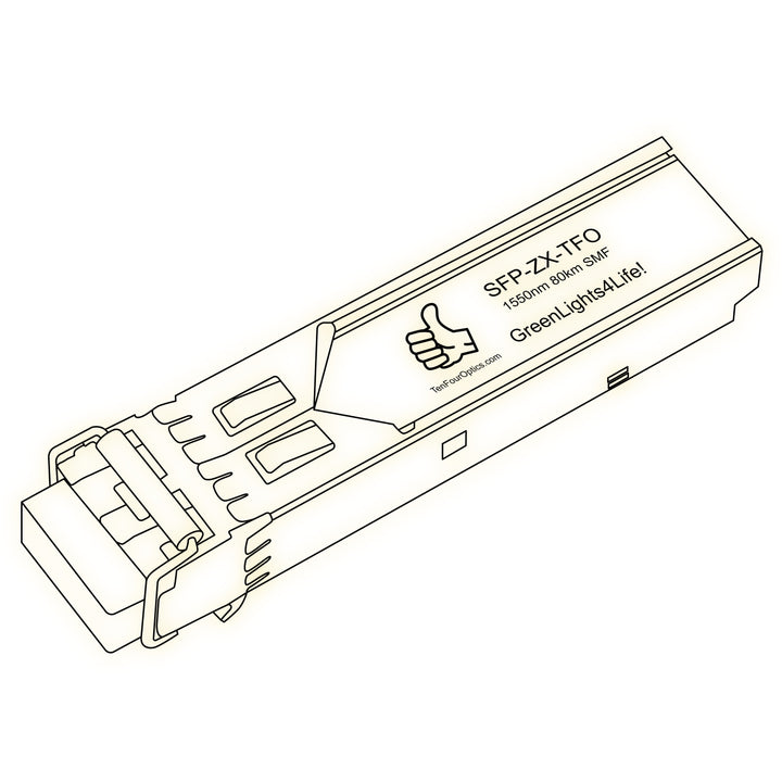 1G SFP ZX optical transceiver line drawing — TenFourOptics
