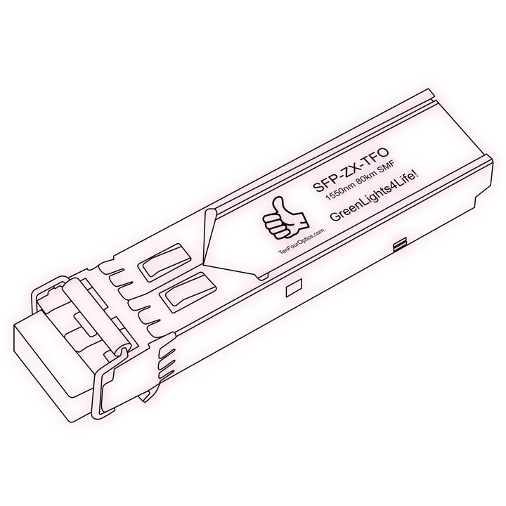 1G SFP ZX optical transceiver line drawing — TenFourOptics