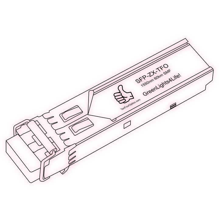 1G SFP ZX optical transceiver line drawing — TenFourOptics