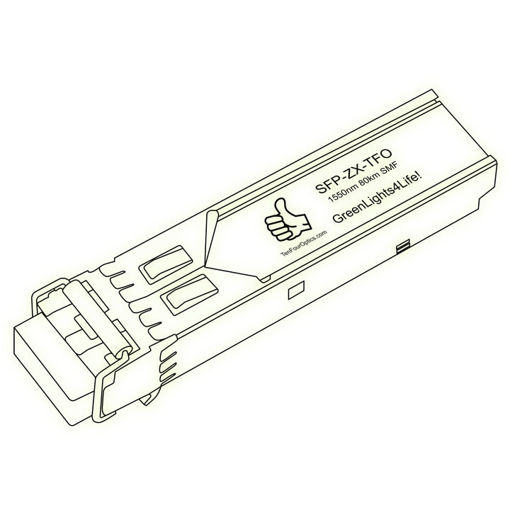 1G SFP ZX optical transceiver line drawing — TenFourOptics