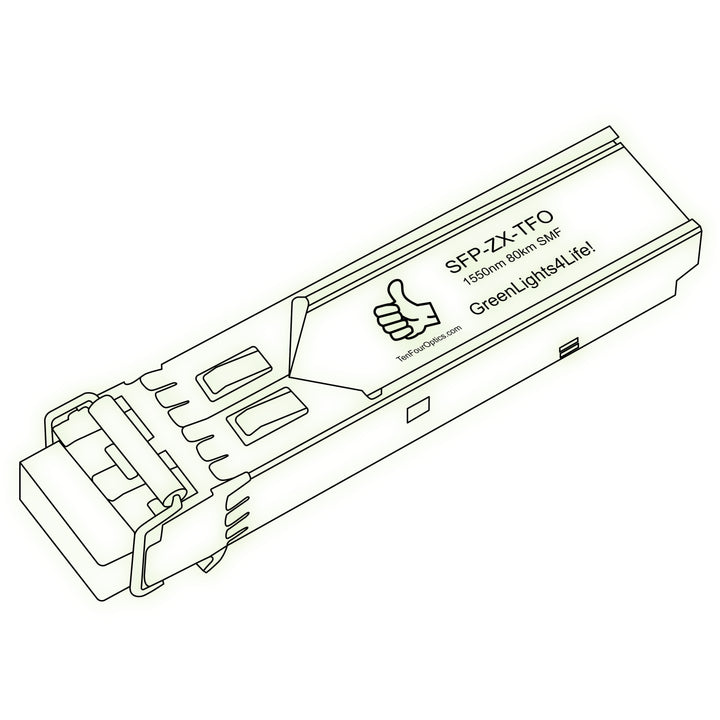 1G SFP ZX optical transceiver line drawing — TenFourOptics