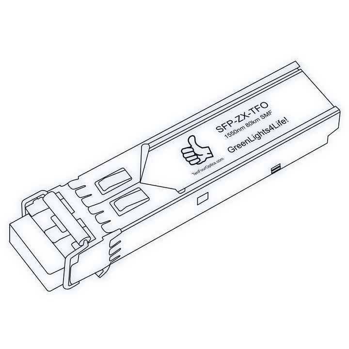 1G SFP ZX optical transceiver line drawing — TenFourOptics