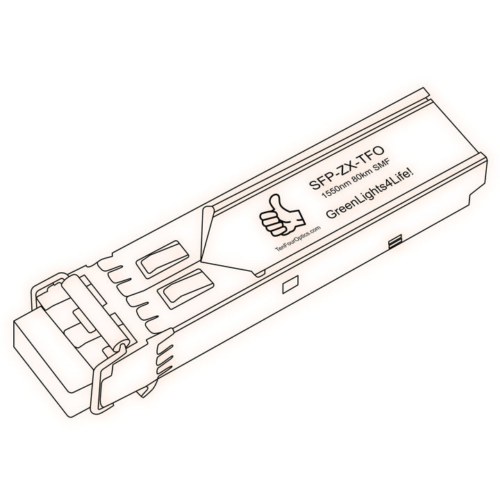 1G SFP ZX optical transceiver line drawing — TenFourOptics